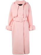 Parlor Belted Single-breasted Coat - Pink & Purple