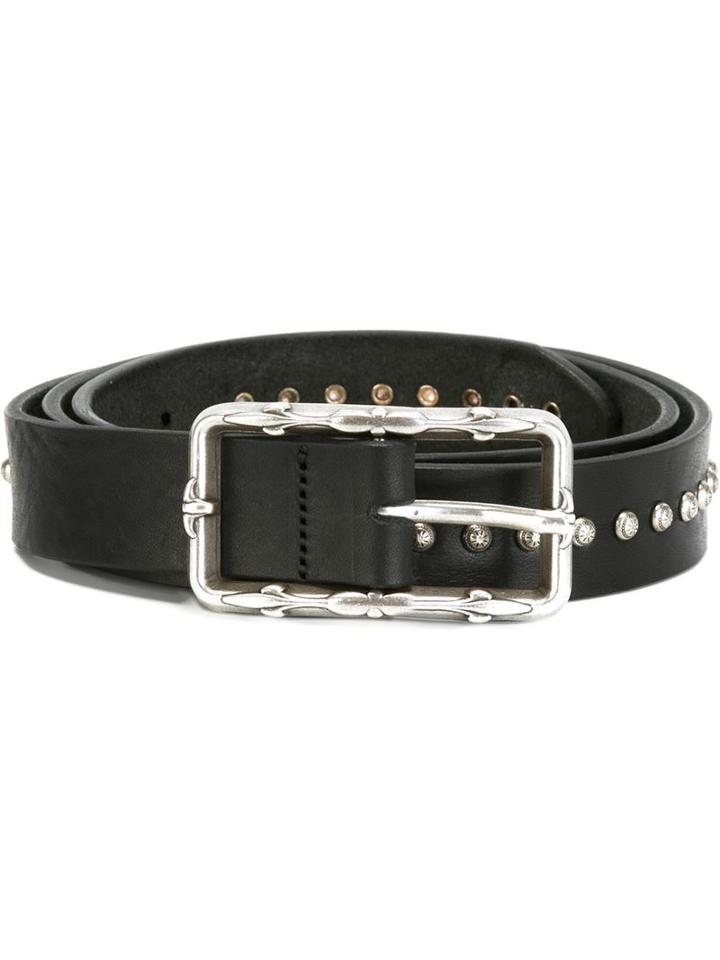 Eleventy Studded Buckle Belt, Women's, Size: 80, Black, Leather/metal (other)