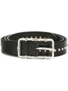Eleventy Studded Buckle Belt, Women's, Size: 80, Black, Leather/metal (other)