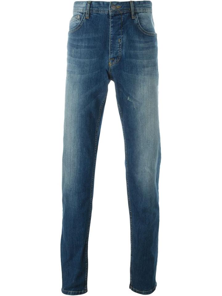 Iceberg Snoopy Print Jeans, Men's, Size: 34, Blue, Cotton/spandex/elastane