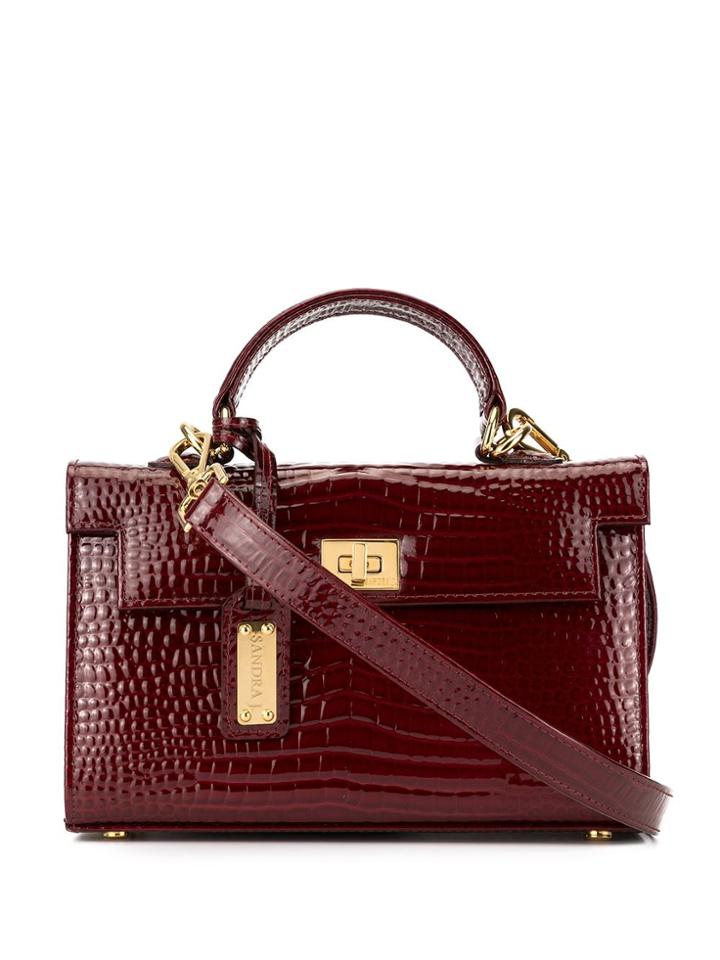 Sandra J Sophie Croc-effect Box Tote - Red