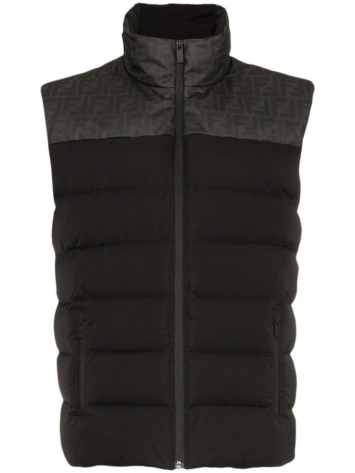 Fendi Ff Logo Padded Gilet - Black