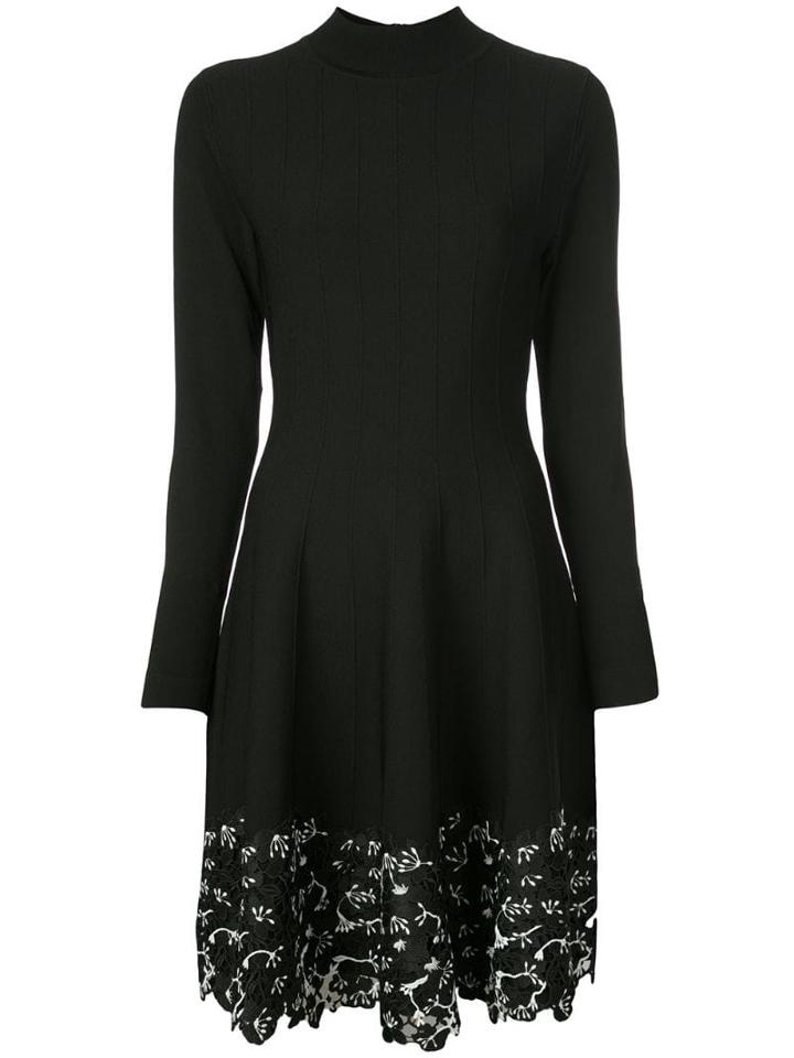 Lela Rose Lace-trim Sweater Dress - Black