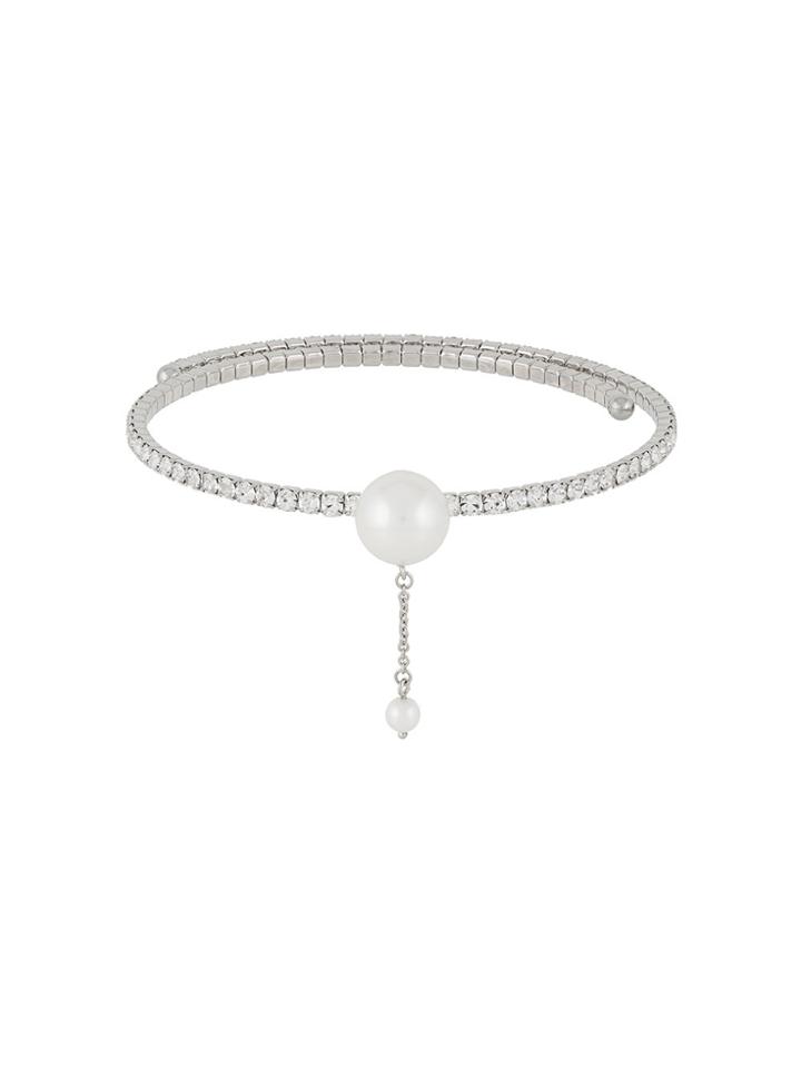 Miu Miu Rhinestone And Pearl Choker - Metallic
