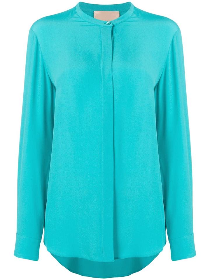 Erika Cavallini Mandarin Collar Shirt - Blue