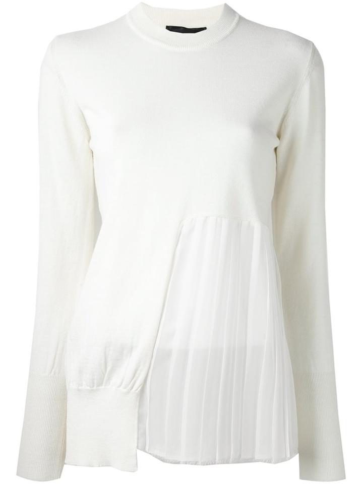 Erika Cavallini Sheer Panel Jumper, Women's, Size: Small, White, Acrylic/polyester/wool