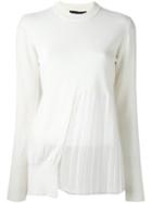 Erika Cavallini Sheer Panel Jumper, Women's, Size: Small, White, Acrylic/polyester/wool