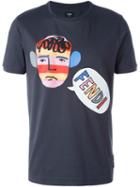 Fendi Illustration Print T-shirt, Men's, Size: 52, Grey, Cotton