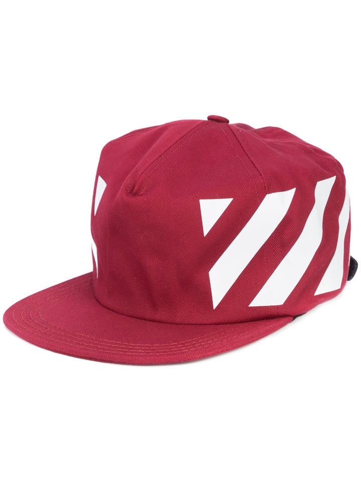 Off-white - Diagonals Cap - Men - Cotton - One Size, Red, Cotton