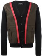 Dsquared2 Striped Panel Knitted Jacket, Men's, Size: Medium, Black, Cotton