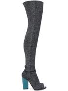 Missoni Open Toe Thigh High Boots - Black