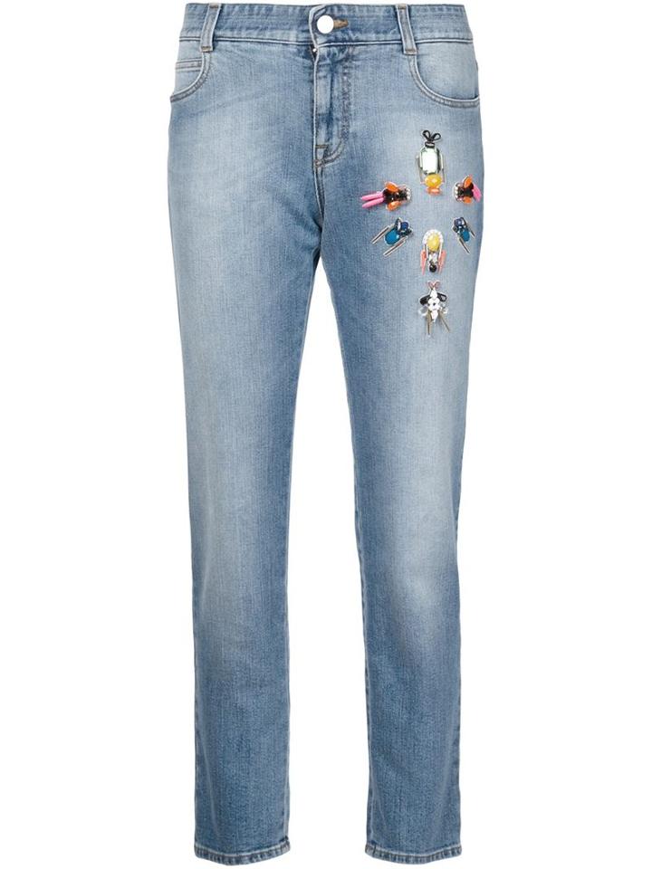 Stella Mccartney Tomboy Embroidered Jeans, Women's, Size: 28, Blue, Cotton/spandex/elastane/resin/silk