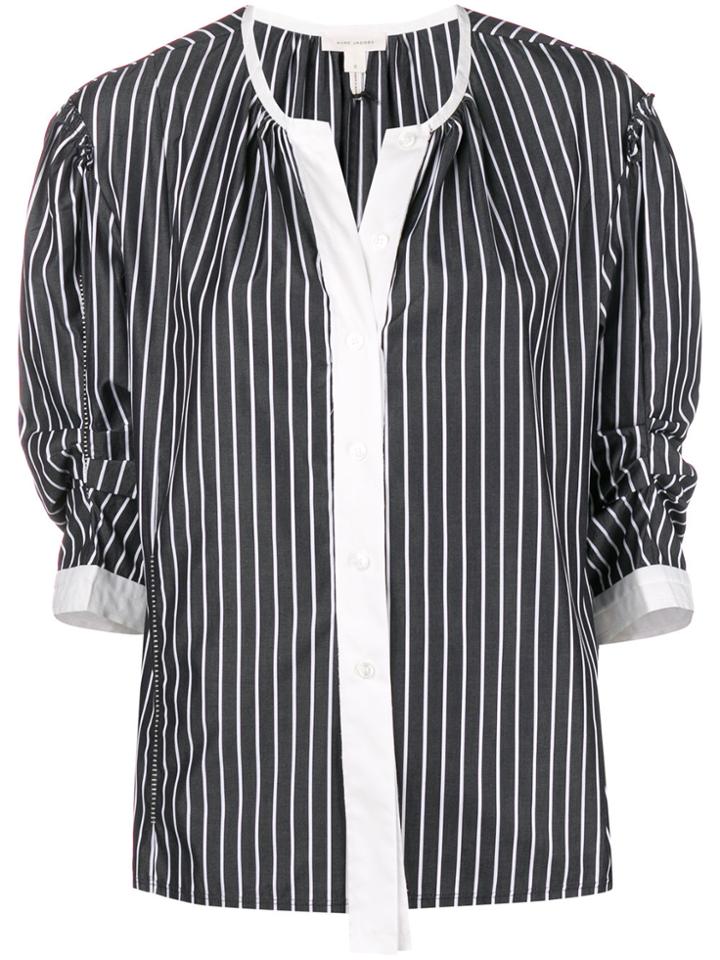 Marc Jacobs Striped Drop Shoulder Blouse - Black