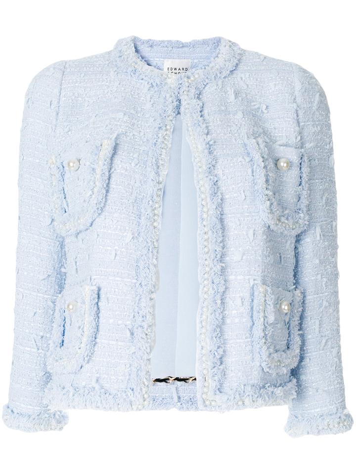 Edward Achour Paris Pearl Embellished Jacket - Blue