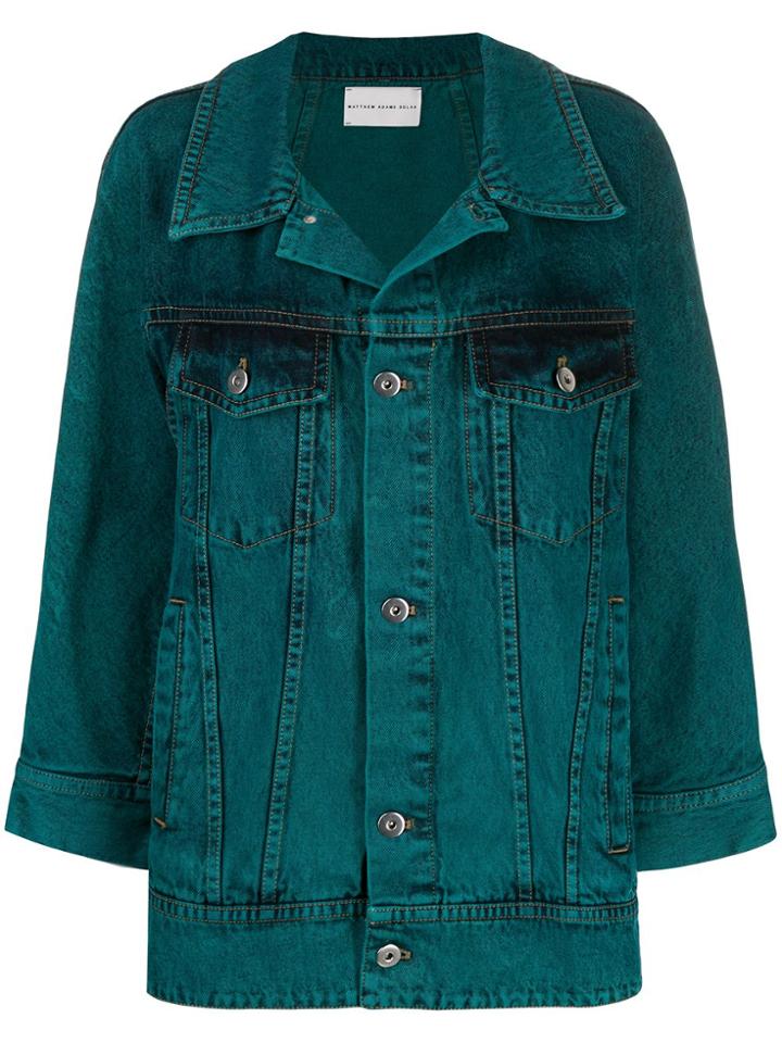 Matthew Adams Dolan Bleached Effect Boxy Jacket - Green