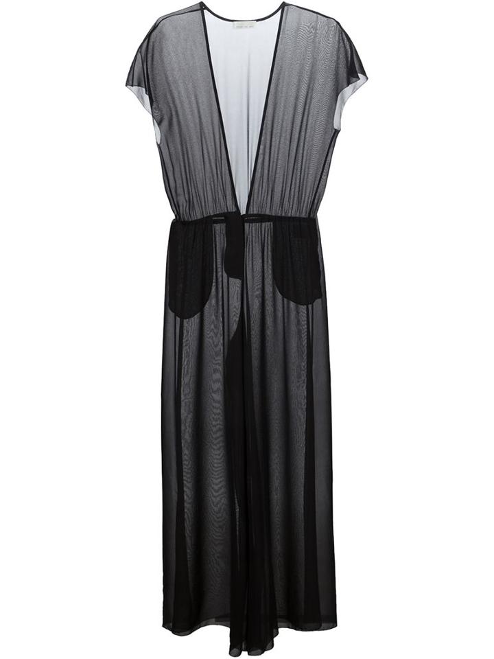 Fleur Du Mal Wide Leg Sheer Jumpsuit, Women's, Size: Xs, Black, Silk