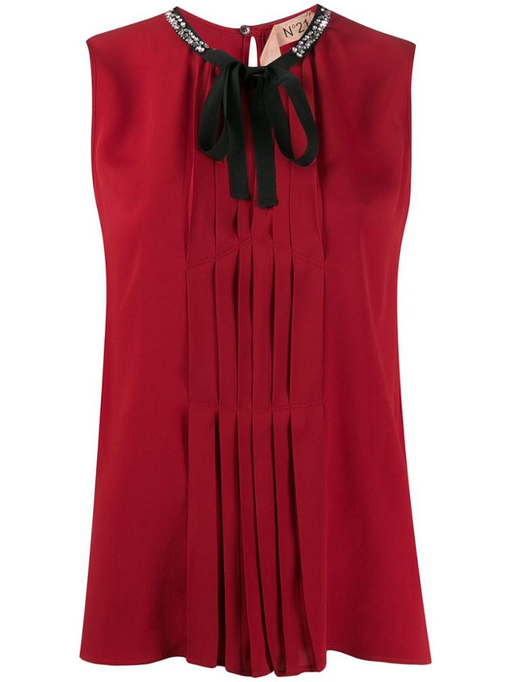 Nº21 Sleeveless Pussy Bow Blouse - Red