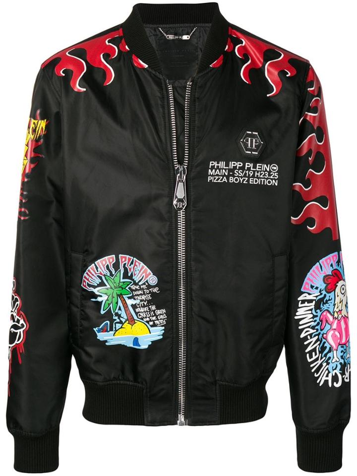 Philipp Plein Patchwork Bomber Jacket - Black