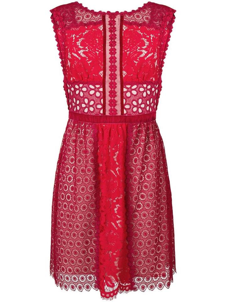 Boutique Moschino Floral Lace Embellished Dress - Red