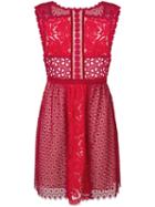 Boutique Moschino Floral Lace Embellished Dress - Red