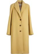 Burberry Wool Blend Tailored Coat - Yellow & Orange