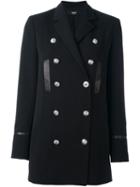 Versus Classic Collar Double-breasted Coat, Women's, Size: 40, Black, Spandex/elastane/viscose/wool