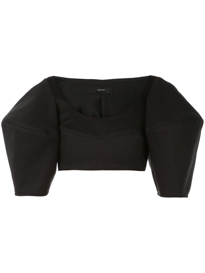 Ellery Puff Sleeves Cropped Blouse - Black