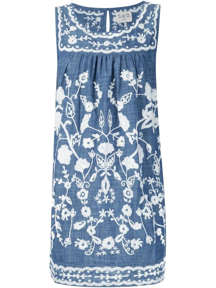 Sea Embroidered Sleeveless Dress