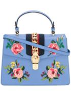 Gucci Sylvia Tote, Blue, Leather/cotton/metal