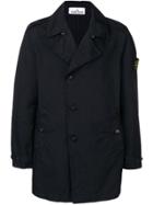 Stone Island Single-breasted Twill Coat - Black