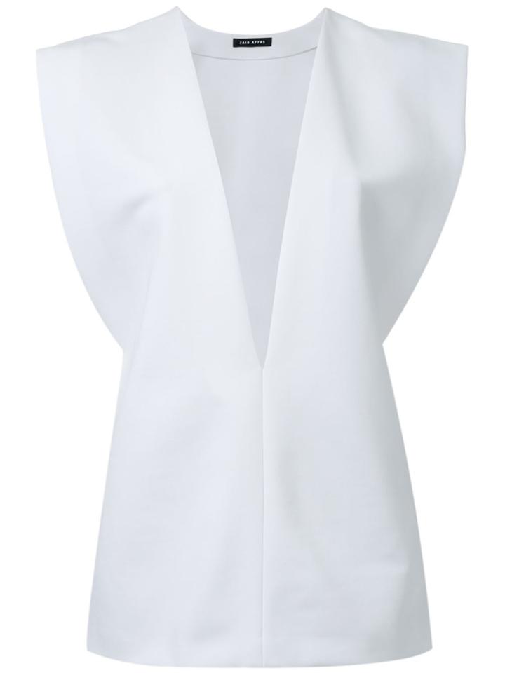 Zaid Affas Deep V-neck Boxy Top - White