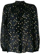 Saint Laurent Polka Dot Tie Neck Shirt - Black