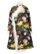 Preen By Thornton Bregazzi Floral Flared Coat - Black