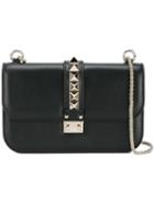Valentino Valentino Garavani Glam Lock Shoulder Bag, Women's, Black, Leather/cotton/metal