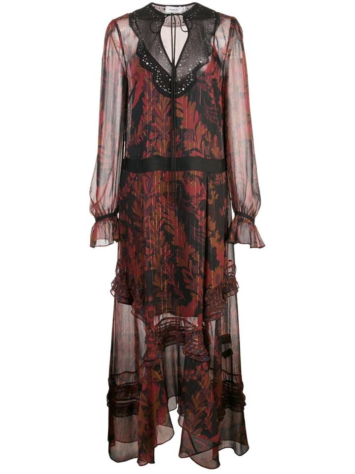 Coach Long Embellished Dress - Red