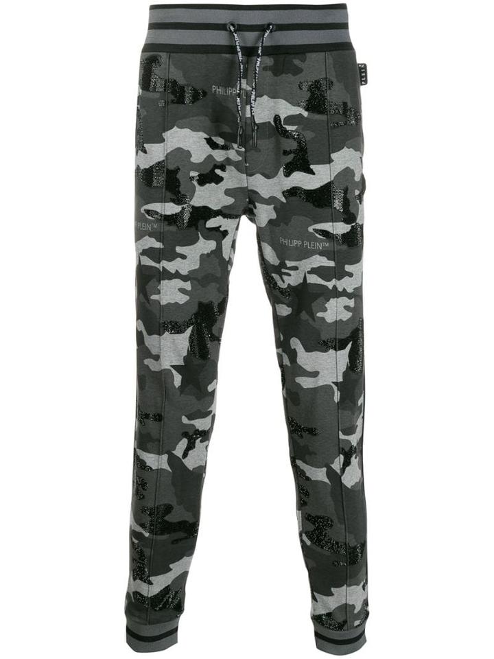 Philipp Plein Camouflage Print Track Pants - Black