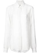 Saint Laurent Floral Embroidered Fitted Shirt - White