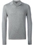 James Perse Knitted Long Sleeve Polo Shirt, Men's, Size: 2, Grey, Cotton/cashmere/wool
