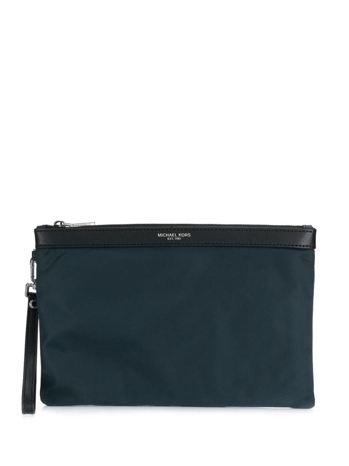 Michael Kors Logo Print Clutch - 406 Navy