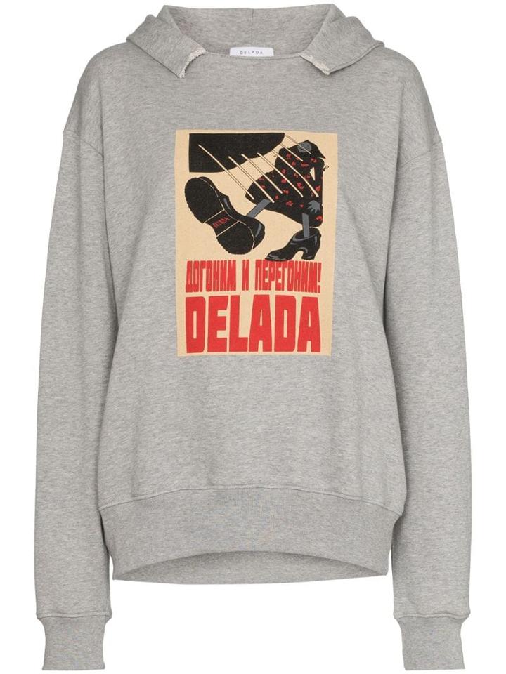 Delada Poster-print Logo Hoodie - Grey