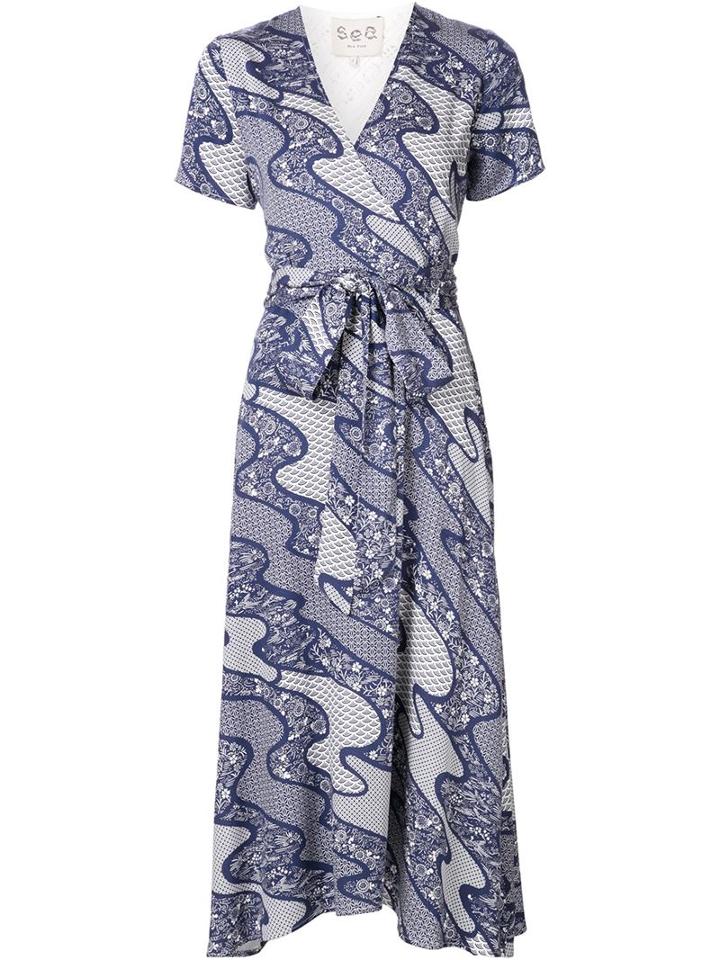 Sea Combo Wrap Dress