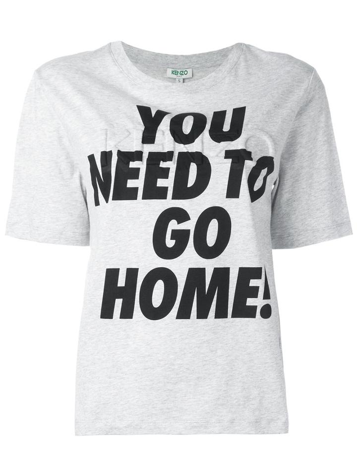 Kenzo You Need To Go Home Print T-shirt, Size: Large, Grey, Cotton