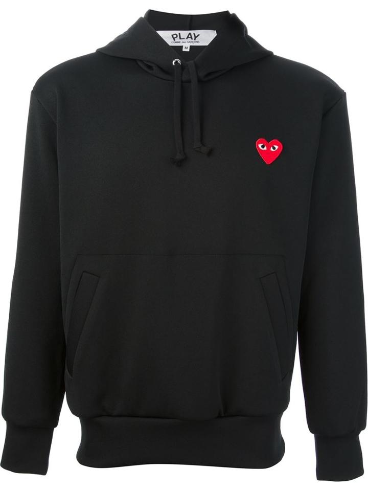 Comme Des Garçons Play Heart Logo Hoodie, Men's, Size: Xl, Black, Polyester