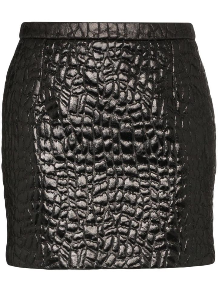 Saint Laurent Embossed Mini Skirt - Black