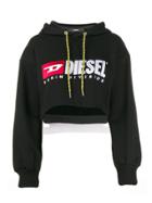 Diesel Cropped Hooded Sweatshirt - Black