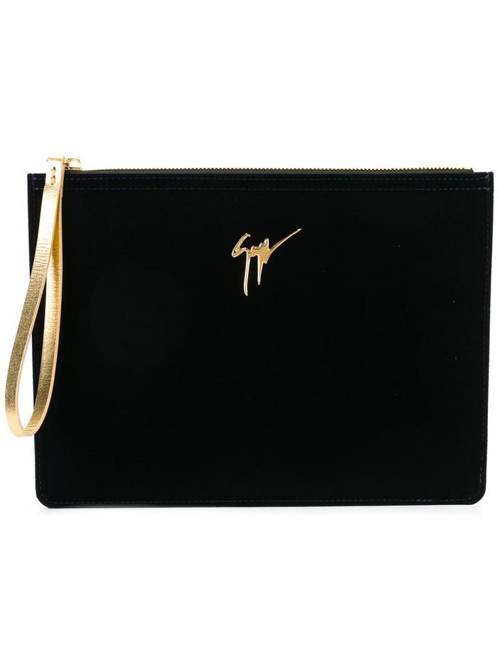 Giuseppe Zanotti Design Velvet Clutch, Men's, Blue, Cotton/polyester