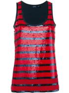 Polo Ralph Lauren Striped Sequined Tank Top - Red
