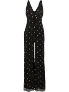 De La Vali Sleeveless Flared Jumpsuit With Embroidery - Black