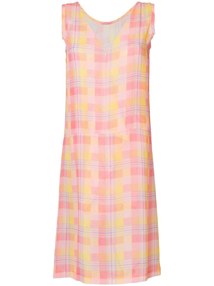 Comme Des Garçons Vintage Semi Sheer Plaid Dress - Pink & Purple