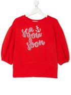 Goganga Teen Slogan Puff-sleeve Top - Red